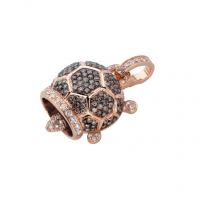 chantecler turtle charm set in pink gold, brown and white diamonds