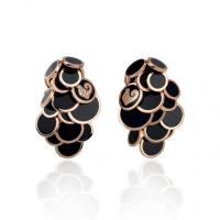 chantecler cascade paillettes earrings in pink gold, diamonds and black enamel