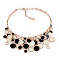 chantecler paillettes necklace in pink gold, diamonds, white and black enamel