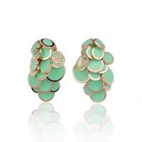 chantecler cascade paillettes earrings in pink gold, diamonds and green enamel