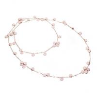 Chantecler Pink gold and pale pink enamel long necklace