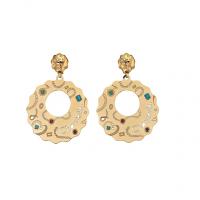 Chantecler Earrings set in yellow gold and turquoise, sapphires, rubies, emeralds and diamonds