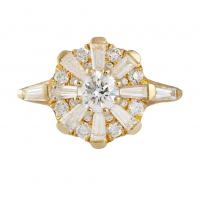 Artemer The Sun Temple Ring with Tapered Baguette Diamonds Halo