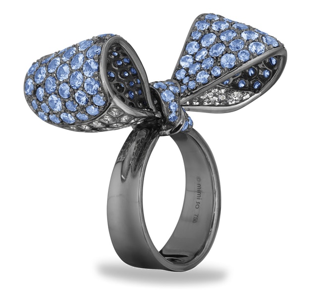 Ritani Bow Diamond and Blue Sapphire Ring (Mid)