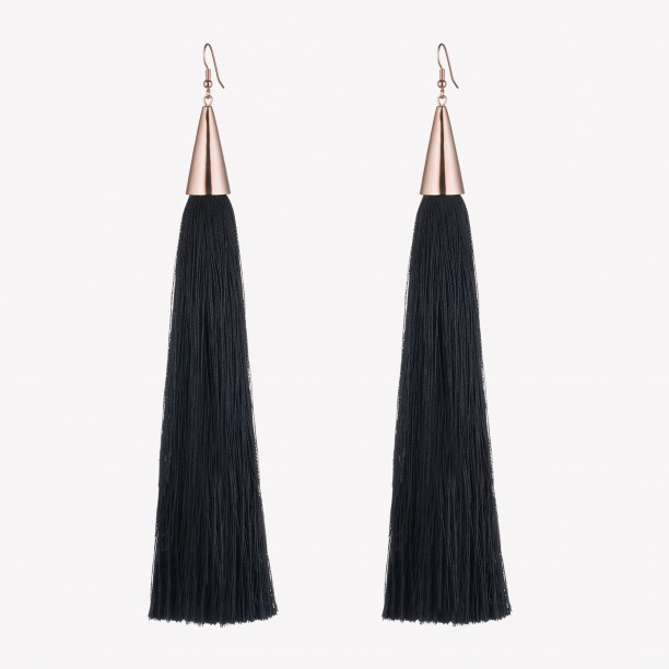 Eddie Borgo - LONG SILK TASSEL EARRINGS ROSE GOLD