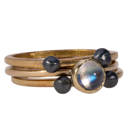 rogue wave 18k gold/moonstone stacking rings rogue wave 18k gold/moonstone stacking rings