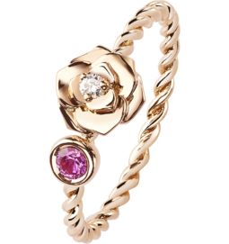 Piaget rose gold diamond pink sapphire ring R EyeOnJewels