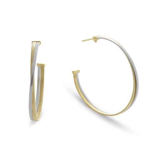 Marco Bicego - Masai Yellow amp White Gold Large Hoop Earrings Marco Bicego - Masai Yellow amp White Gold Large Hoop Earrings