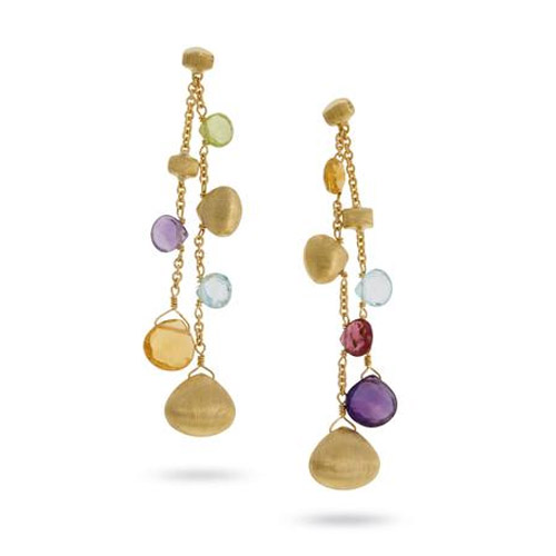 Marco Bicego - Paradise Mixed Stone and Gold Teardrop Double Strand Earrings