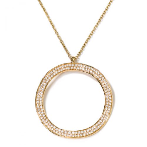 Ippolita - Large Wavy Circle Pendant Necklace in 18K Gold with Diamonds Ippolita - Large Wavy Circle Pendant Necklace in 18K Gold with Diamonds