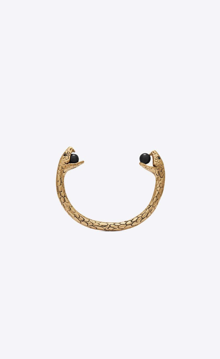 Saint laurent snake bracelet in gold metal with bl - EyeOnJewels