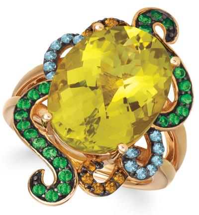 14k strawberry gold® mint julep quartz™ 9 3/4 cts., forest green tsavorite™ 1/2 cts., blue topaz 1/5 cts., cinnamon citrine® 1/8 cts. ring 14k strawberry gold® mint julep quartz™ 9 3/4 cts., forest green tsavorite™ 1/2 cts., blue topaz 1/5 cts., cinnamon citrine® 1/8 cts. ring