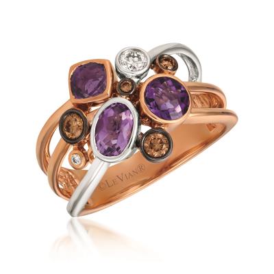 14k two tone gold grape amethyst™ 1 cts. ring with chocolate diamonds® 1/6 cts., vanilla diamonds® 1/10 cts. 14k two tone gold grape amethyst™ 1 cts. ring with chocolate diamonds® 1/6 cts., vanilla diamonds® 1/10 cts.