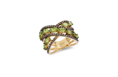 14k honey gold™ green apple peridot™ 2 cts. ring with chocolate diamonds® 3/4 cts. 14k honey gold™ green apple peridot™ 2 cts. ring with chocolate diamonds® 3/4 cts.