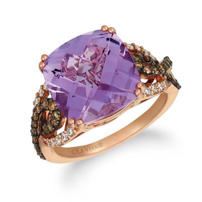 Le Vian - 14K Strawberry Gold Grape Amethyst 5  12 cts Ring with Chocolate Diamonds 13 cts Nude Diamonds 15 cts