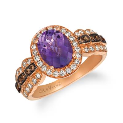 Le Vian - 14K Strawberry Gold Grape Amethyst 1  12 cts Ring with Chocolate Diamonds 18 cts Nude Diamonds 38 cts