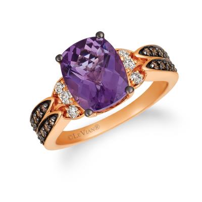 14k strawberry gold® grape amethyst™ 2 5/8 cts. ring with chocolate diamonds® 1/4 cts., nude diamonds™ 1/6 cts. 14k strawberry gold® grape amethyst™ 2 5/8 cts. ring with chocolate diamonds® 1/4 cts., nude diamonds™ 1/6 cts.