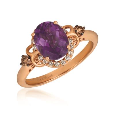 Le Vian - 14K Strawberry Gold Grape Amethyst 1  12 cts Ring with Chocolate Diamonds 115 cts Nude Diamonds 18 cts