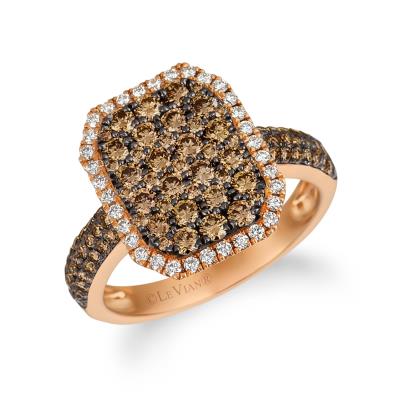 14k strawberry gold® ring with chocolate diamonds® 1 1/3 cts., vanilla diamonds® 1/5 cts. 14k strawberry gold® ring with chocolate diamonds® 1 1/3 cts., vanilla diamonds® 1/5 cts.