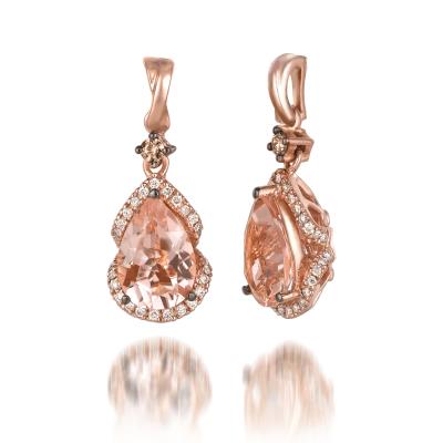 Le Vian - 14K Strawberry Gold Peach Morganite 2  38 cts Earrings with Chocolate Diamonds 110 cts Vanilla Diamonds 14 cts