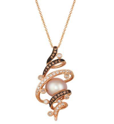 Le Vian 14K Strawberry Gold Purple Pearl  cts Pendant with Chocolate Diamonds 15 cts Vanilla Diamonds 15 cts