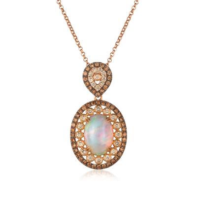 Le Vian - 18K Strawberry Gold Neopolitan Opal 3 cts Pendant with Chocolate Diamonds 1 cts Nude Diamonds 58 cts