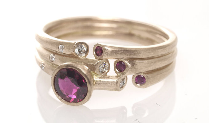 night sky ring in rose gold with rubies night sky ring in rose gold with rubies
