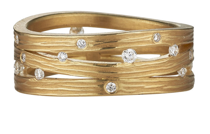 Ayesha Mayadas - Triple Wave Band in Gold with Diamonds