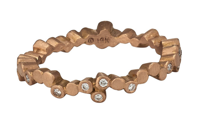 Ayesha Mayadas - Cascading Stones Ring in Rose Gold with alternating Diamonds