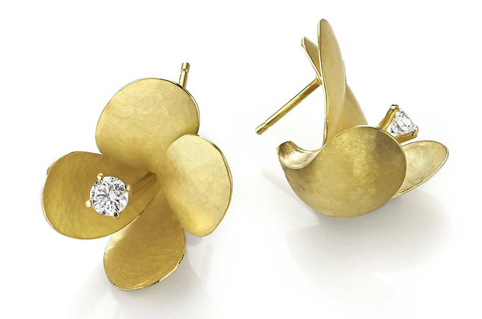 Ayesha Mayadas - Freesia Earrings in Gold with Diamonds