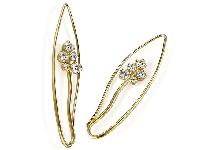 iris earrings in gold with diamonds iris earrings in gold with diamonds