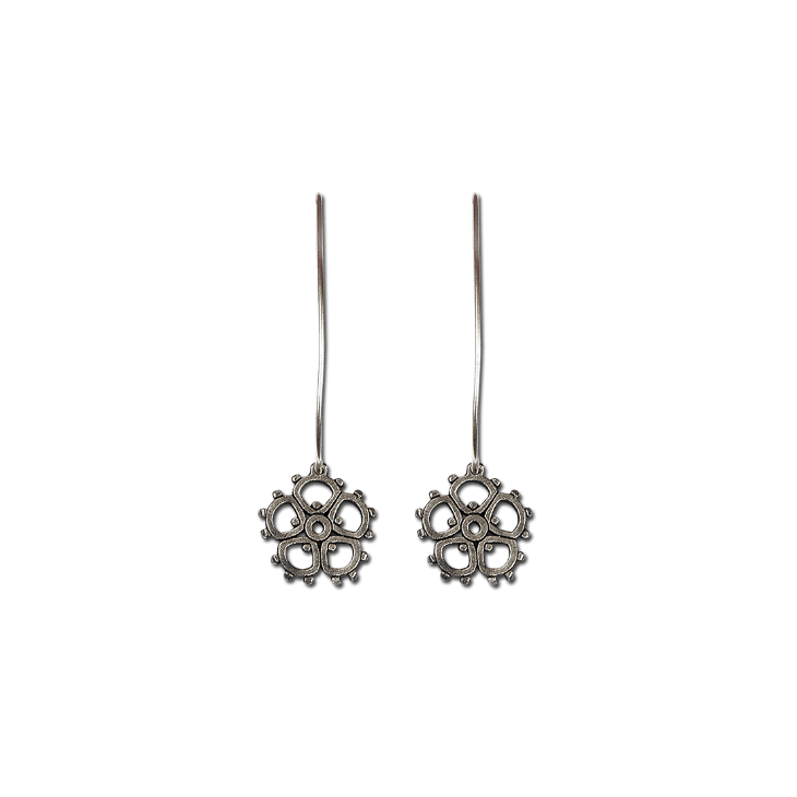 madeline small flower swing hook earrings (patina) madeline small flower swing hook earrings (patina)