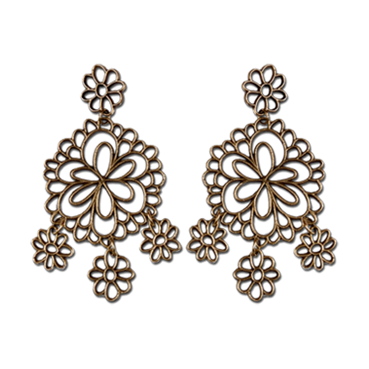 Priya Himatsingka - Kellie Flower Large 3Drop Earrings Gold Plated Priya Himatsingka - Kellie Flower Large 3Drop Earrings Gold Plated
