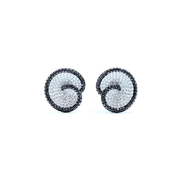 white, black diamond swirl earrings white, black diamond swirl earrings