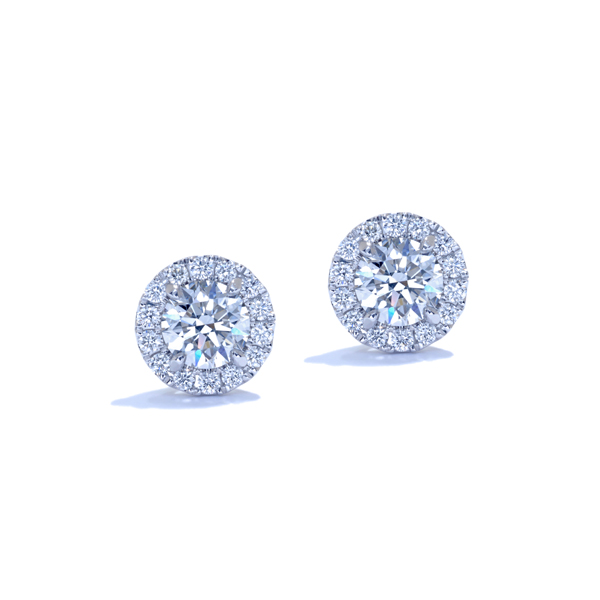 Ascot Diamonds - Round Halo Earrings 074 ct tw in 18k white gold