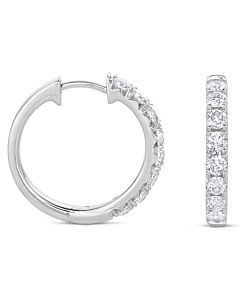 Maurice Badler  - One Carat White Gold Diamond Hoop Earrings