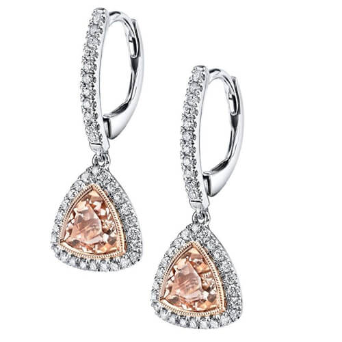 diamond earrings with trillion morganite diamond earrings with trillion morganite