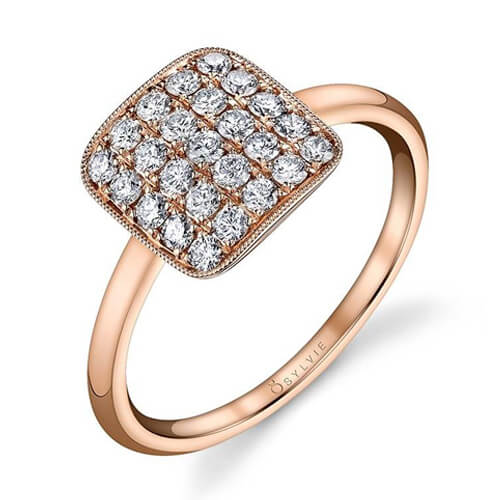 Sylvie - Square Pave White Gold Diamond Fashion Ring