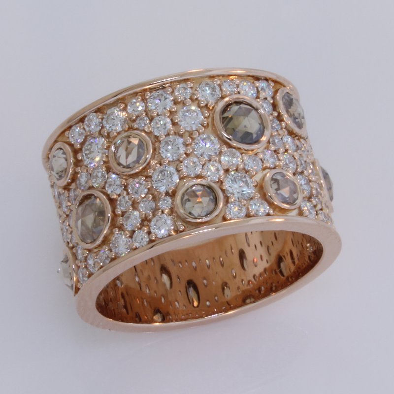 norman covan rose & brilliant cut diamond wide band norman covan rose & brilliant cut diamond wide band