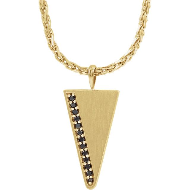 14K Yellow 15 CTW Black Diamond Mens Triangle 24 Necklace