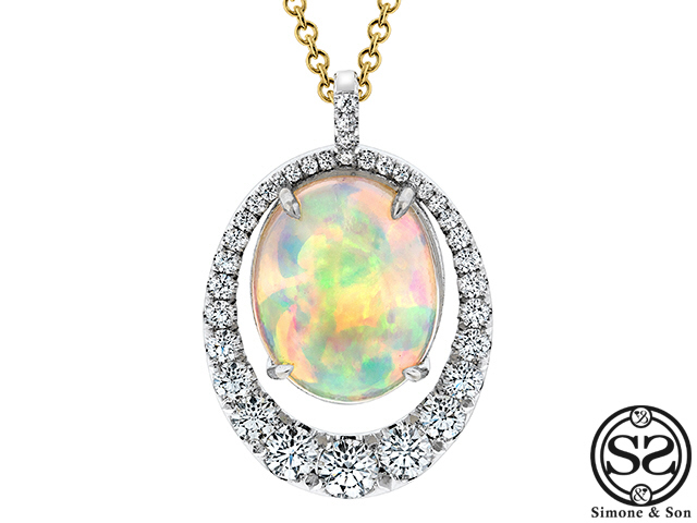 Custom Opal and Diamond Pendant Custom Opal and Diamond Pendant