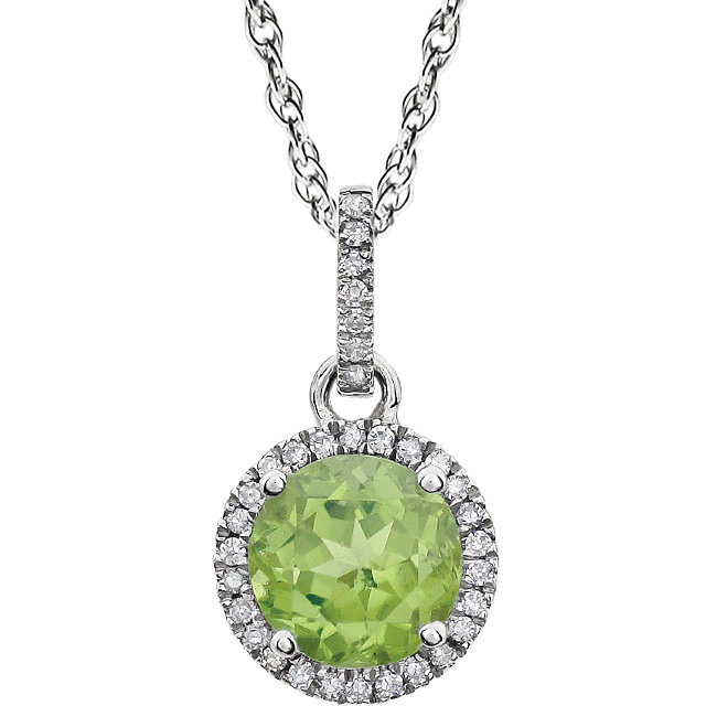 14K White Peridot  110 CTW Diamond 18 Necklace