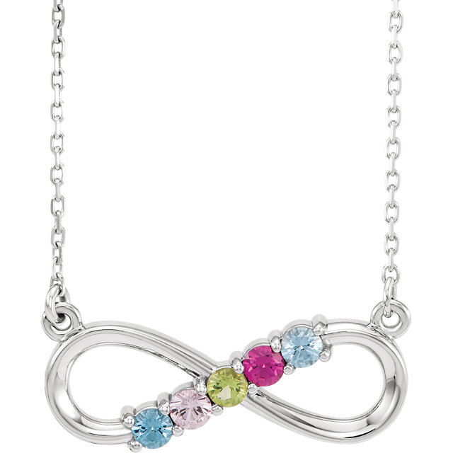 14K White 5Stone Family InfinityInspired 17 Necklace Mounting