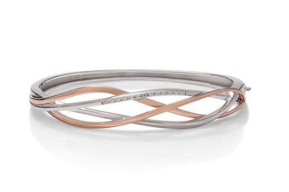 TwoTone Diamond Accent Weave Bracelet