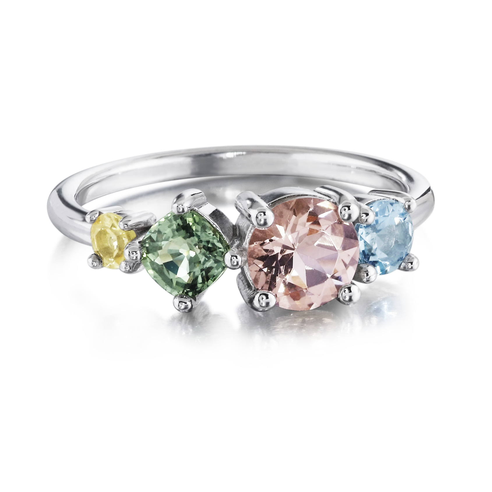 Pastel Gemstone Cluster Ring