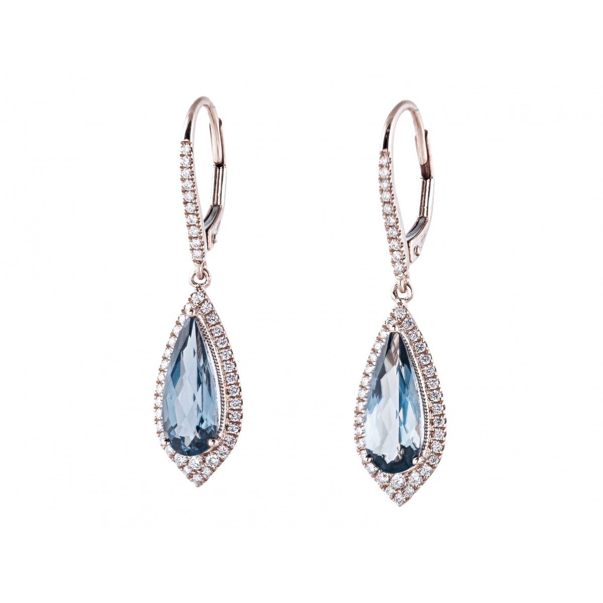 london blue topaz & diamond dangle earrings white gold london blue topaz & diamond dangle earrings white gold