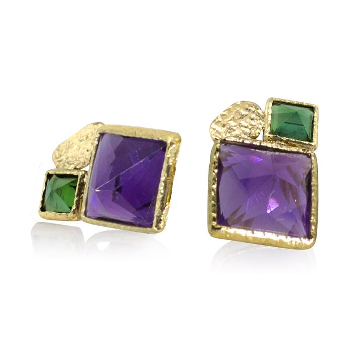 amethyst and green tourmaline stud earrings amethyst and green tourmaline stud earrings