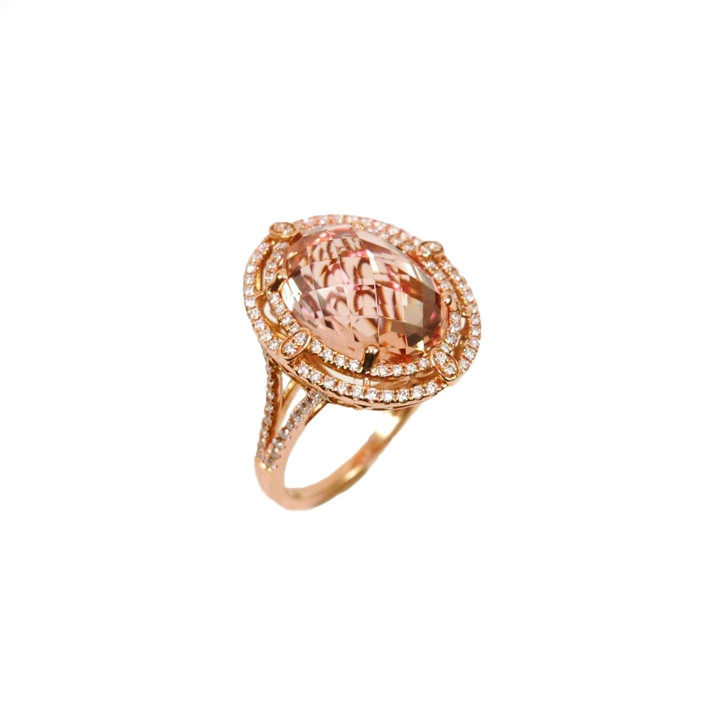 Morganite Double Halo Ring