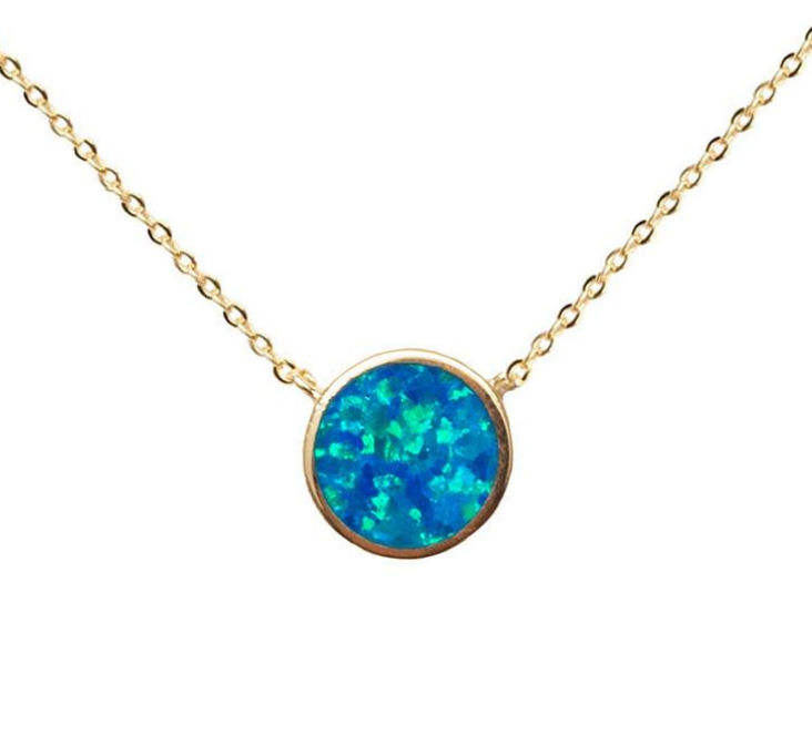 Circle Fire Opal Necklace