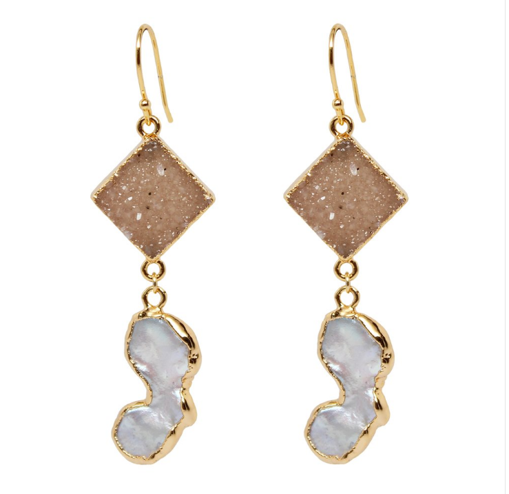 Druzy Pearl Dangle